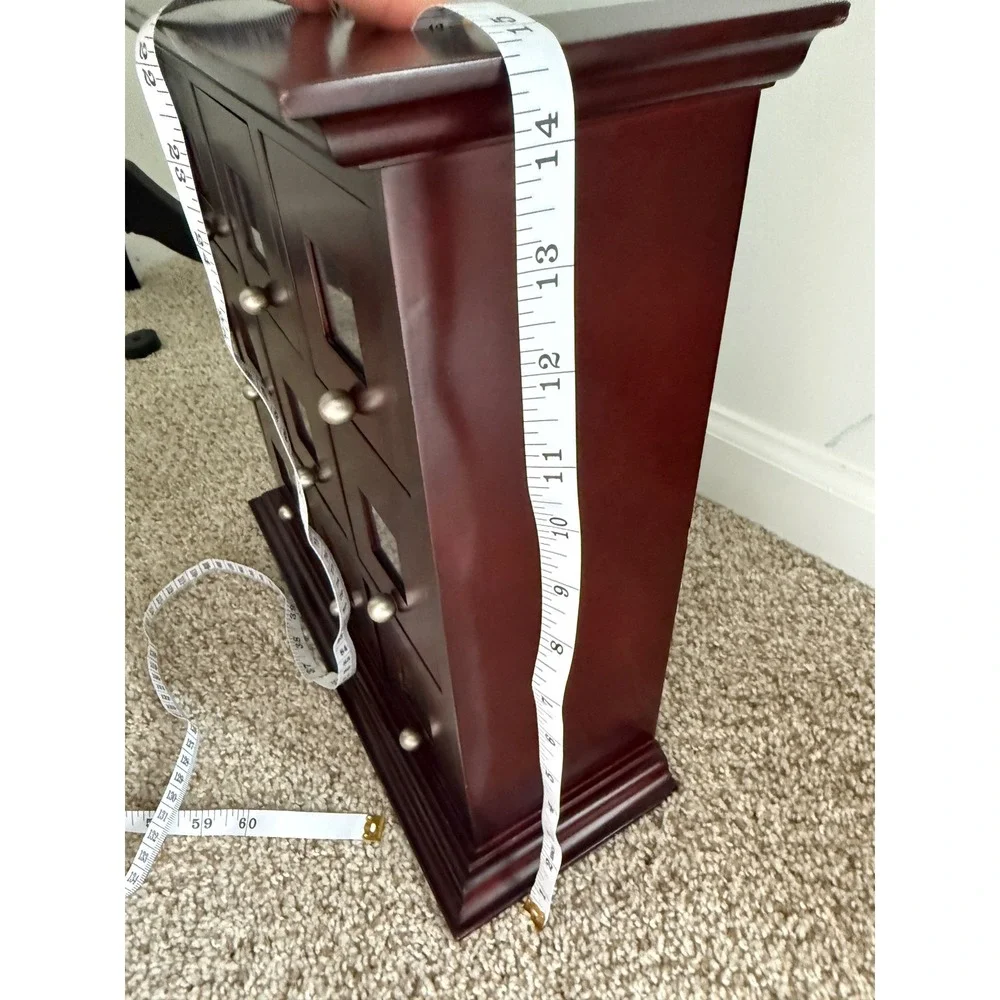 Mahogany Wood 9 Drawer Jewelry Box Apothecary Chest Wall Mount Organizer Brown